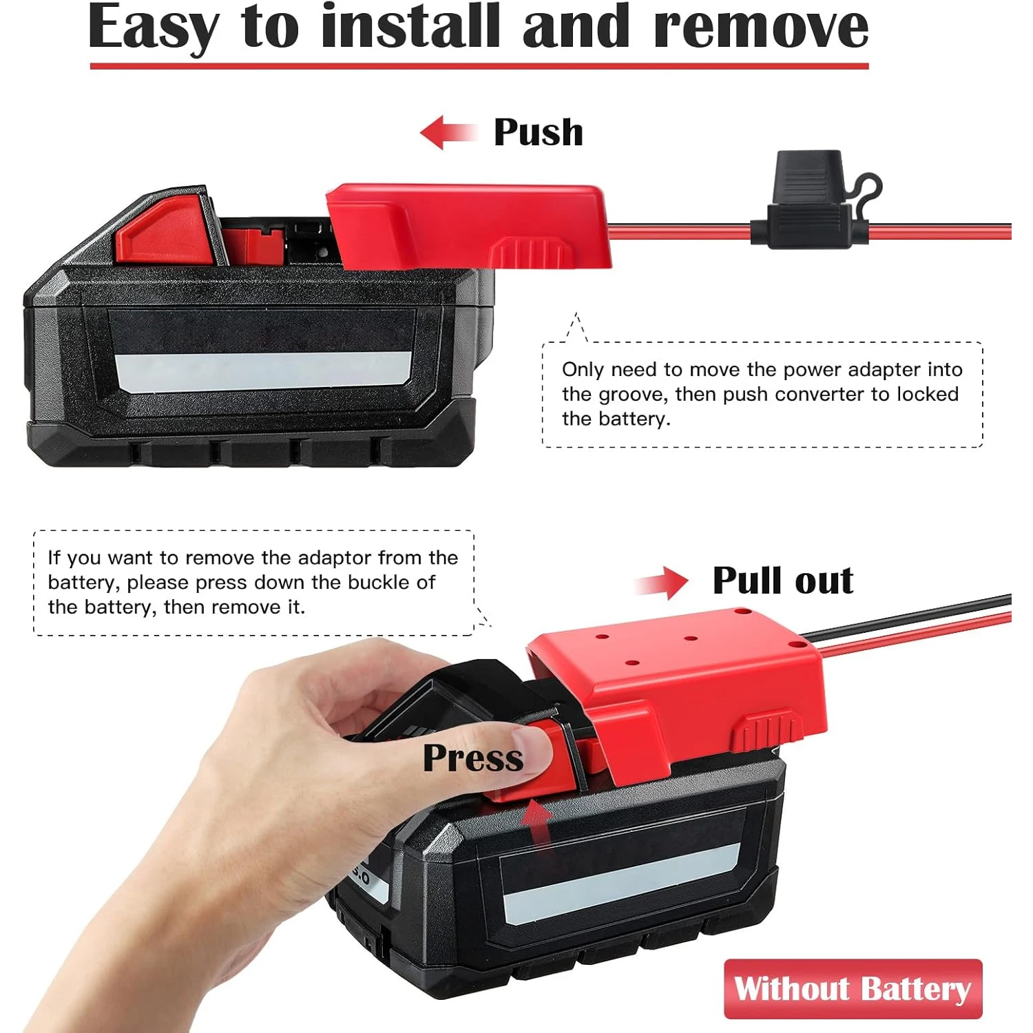 أحدث مناسبة لموصل محول كابل التفريغ الخارجي لميلووكي 14.4 فولت 18 فولت 20 فولت بطارية ليثيوم أيون لتقوم بها بنفسك حزمة #4