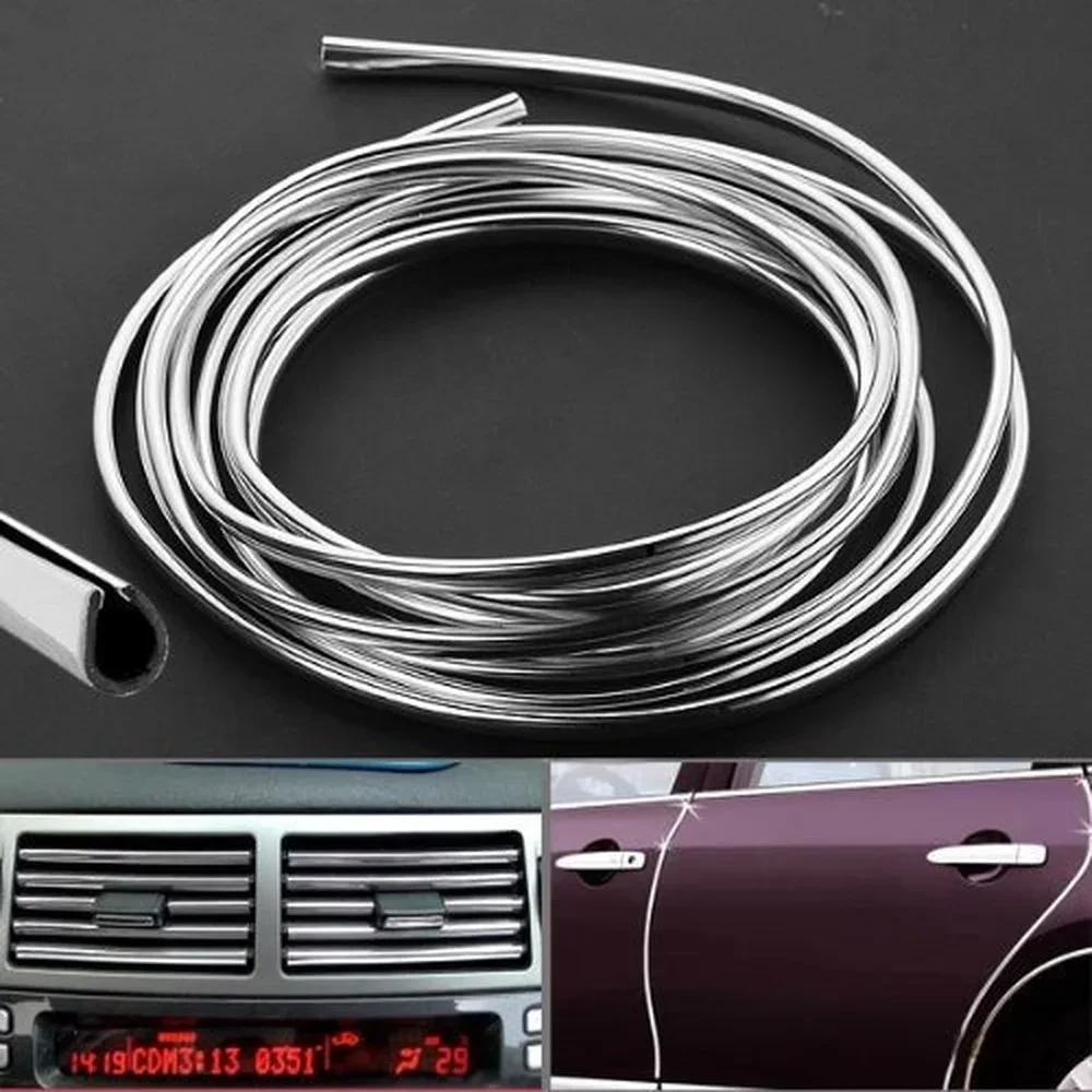 6M Car Door Edge Scratch Protection Strip Bumper Anti-collision Strip DIY Silver PVC Molding Decorative Strip Auto Accessories