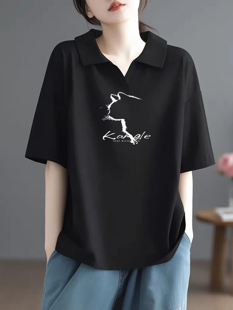 

Футболка из чистого хлопка ort Sve Ne, женская летняя свободная футболка Dopane Sle, повседневный топ с принтом в Корейском стиле