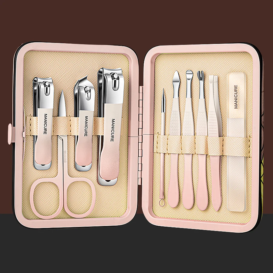 10pcs/set Manicure Set, Stainless Steel, Toe Hand Nail Clippers, Nail File, Nail Clippers, Personal Care Tools, For Men and Wome