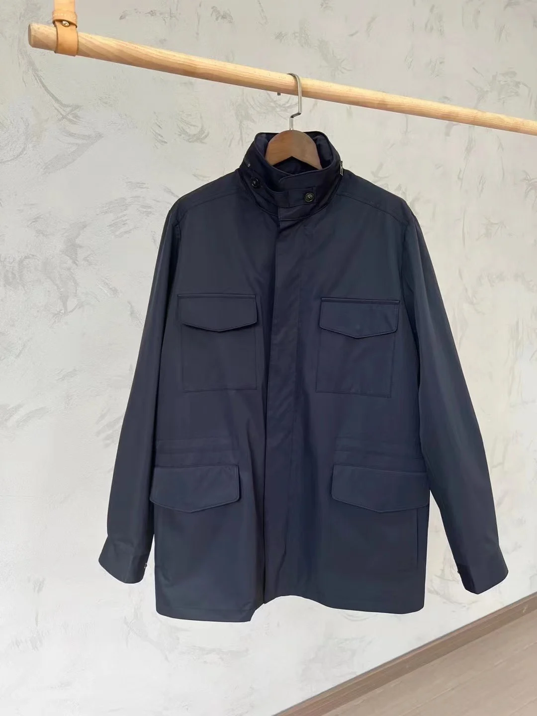 L * P-chaqueta cortavientos de Cachemira para hombre, abrigo informal con bolsillo de tela impermeable, forrado a prueba de viento, otoño