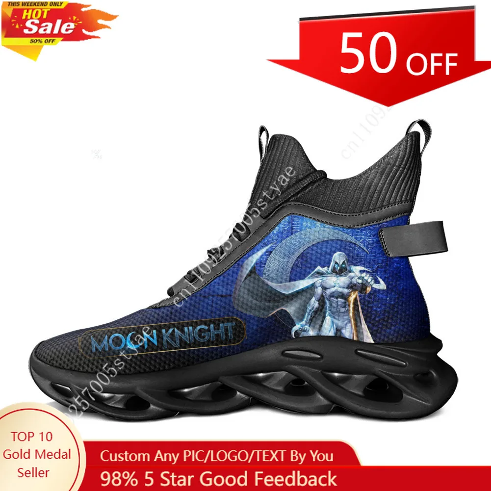 

Кроссовки Marvel Moon Knight High Top Flats, высококачественные персонализированные повседневные кроссовки для бега для мужчин и женщин