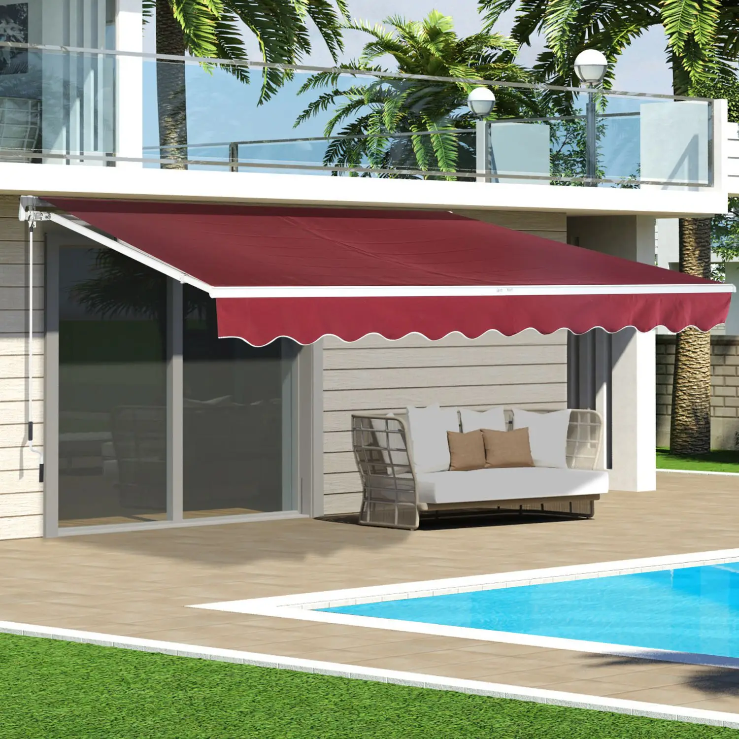 

Motorized Roof Patio Awning Sun Shade Waterproof Retractable Awning Smart Blind for Balcony Pergola Canopy Swimming Pool