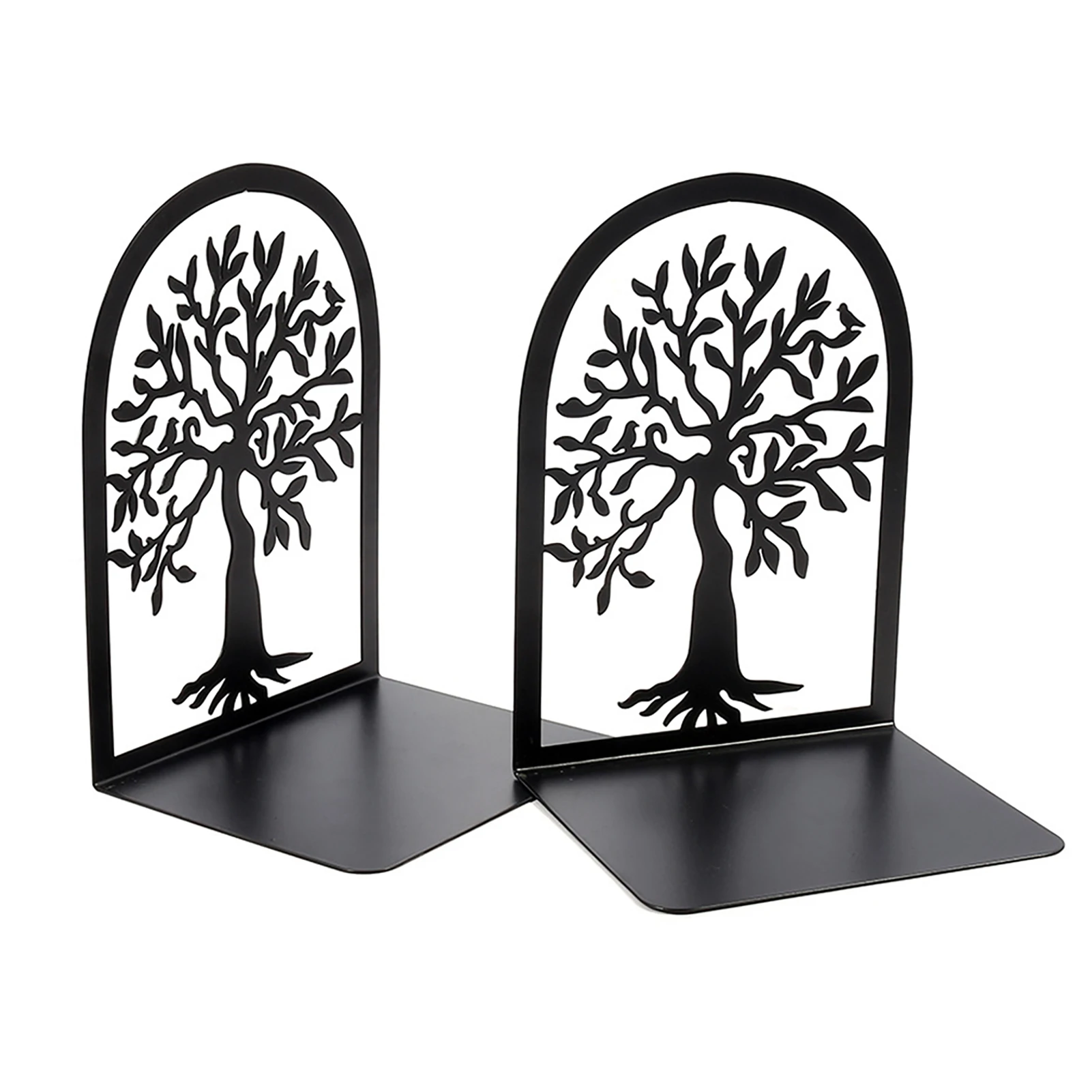 1 زوج ديكور المنزل حامل كتب مكتب المدرسة مكتبة شجرة نمط الثقيلة تصميم فريد من نوعه المعادن المضادة للانزلاق يدعم غلاف الكتب