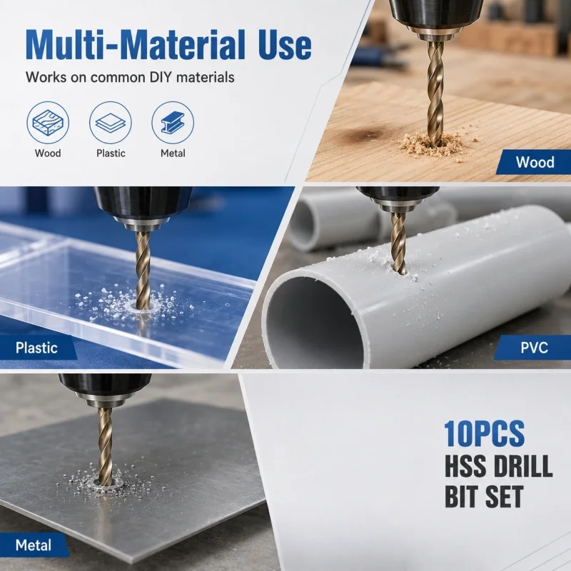 HSS Cobalt Twist Drill Bit Kit 1mm-10mm High Hardness Sharp Drill Bits for Metal Wood PVC Household Drilling Work