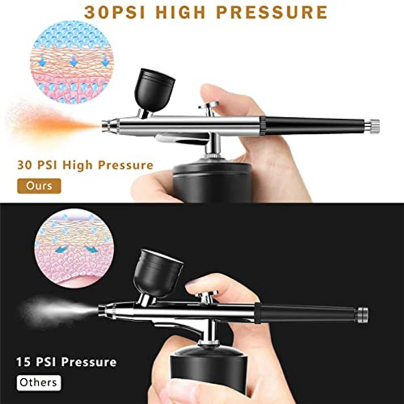 Kit Airbrush tanpa kabel, kompresor Airbrush genggam portabel tekanan tinggi 30PSI, dapat diisi ulang, kompresor Airbrush