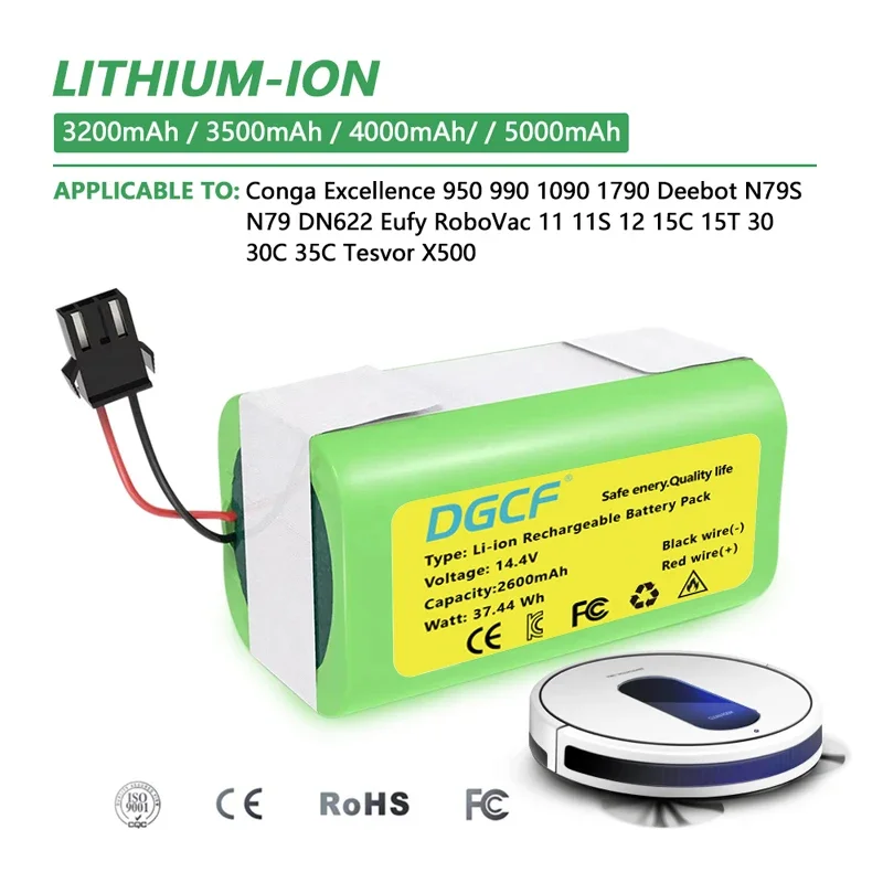 

sweeper Li-ion Battery 14.8V 2600mAh For Conga Excellence 990 1090 Ecovacs Deebot N79S N79 DN622 Eufy Robovac 11 11S 12 35C X500