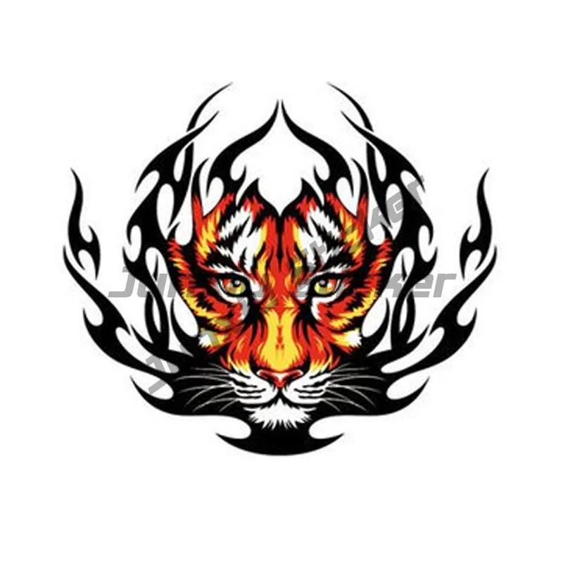 

Забавная наклейка на автомобиль с изображением тигра и пламени, креативный дизайн, аксессуары для экстерьера автомобилей и мотоциклов, наклейки из ПВХ