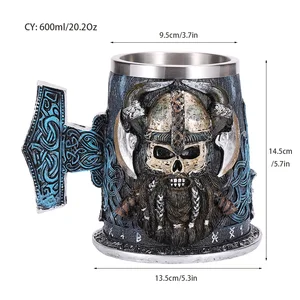 Wikingerharz kreativer Edelstahl Bier Pirat Stein Schädel Becher Café Cup Tea Bar Bar Bar Dekor Drop Versand 10 Hauptverkäufe Viking -Becher -Kündigung - №10