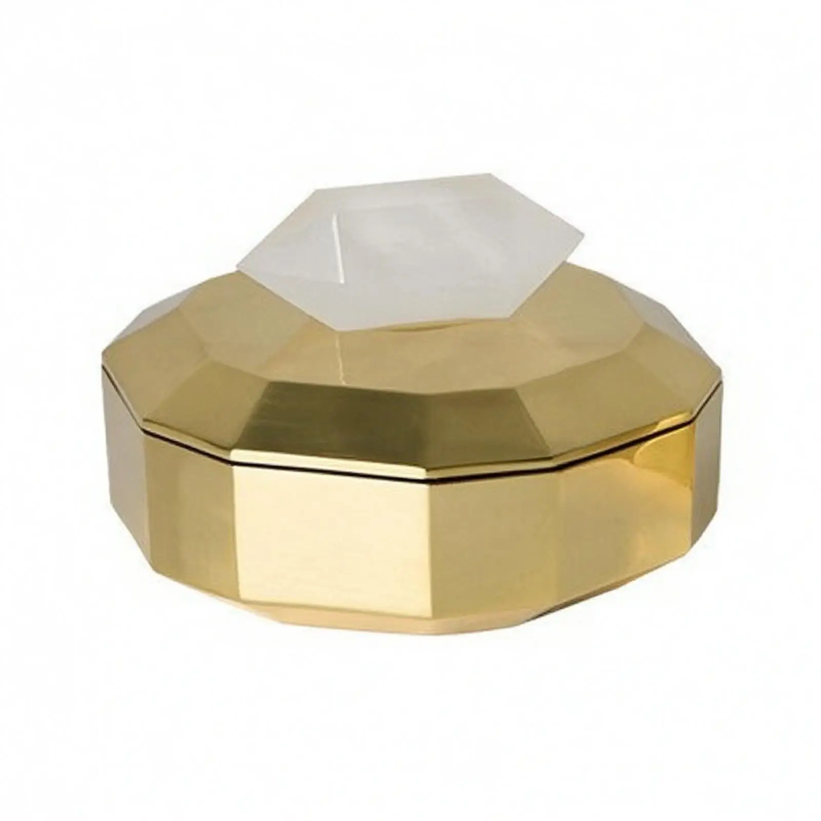 Jewelry Box with Crystal Knob | Elegant Gold Finish, Compact Storage Compartment, Jewelry Box with Lid, for Vanity