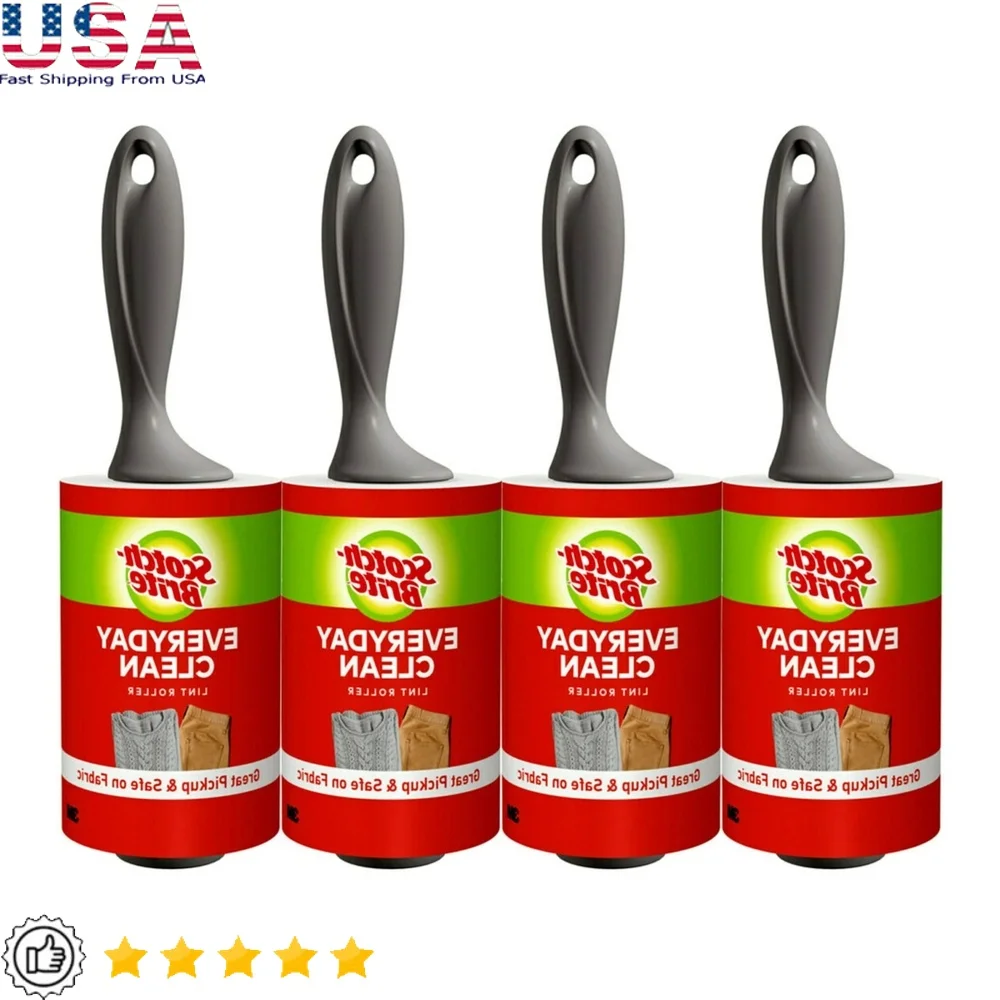 Lint Roller 95 Sheets Ergonomic Handle Quick Pick-Up Clothes Pet Hair Furniture Easy-Tear Adhesive Sheets Everyday Use