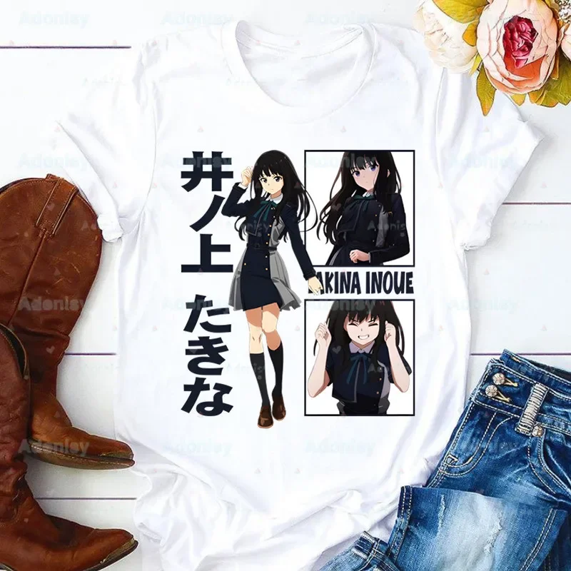 Lycoris Recoil Majima Chisato Nishikigi Takina Woman Harajuku Summer Tshirts Casual Round Neck Top Tee Shirt,Drop Ship