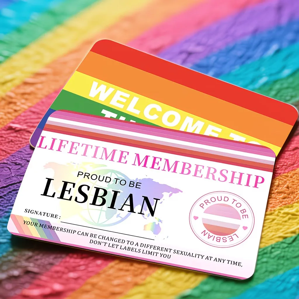 Gay Lifetime-Mitgliedskarte, PVC-Karte, ohne Aufkleber, doppelseitiges Traum-Thema mit Regenbogenstreifenmuster, mit glänzender Oberfläche – Detail 10
