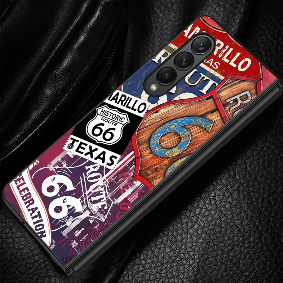 Route 66 Signs Case for Samsung Galaxy Z Fold 8 Ultra ZFold6 ZFold5 ZFold3 ZFold7 ZFold4 Z Fold 7 6 5 4 3 Phone Shell Funda