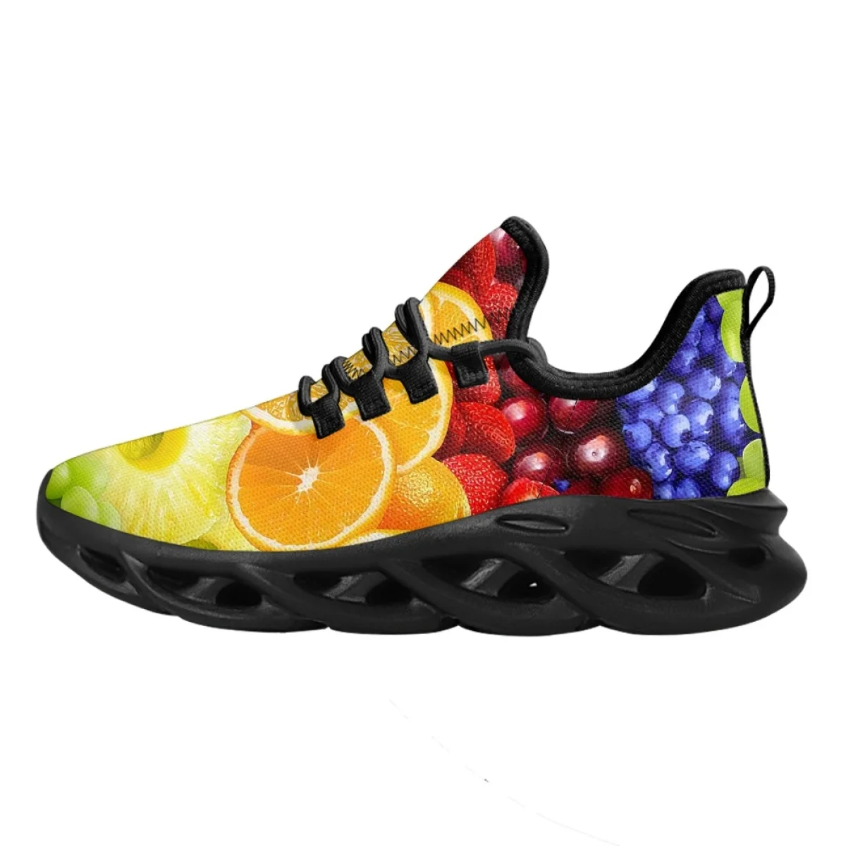 INSTANTARTS Orange Banana Strawberry Fruit Print Mesh Sneakers for Women Lightweight Platform Shoes Female Cushion Zapatillas