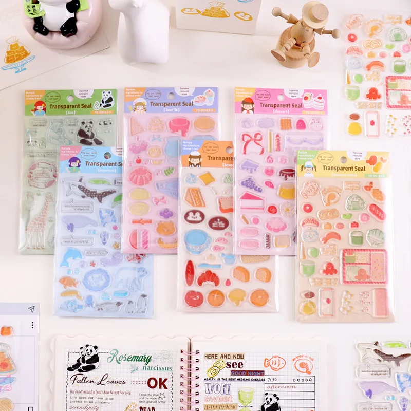 High Value Japanese Simple Seal Sticker DIY Decorative Hand Account Creative Children's Cute Seal Stamps for Scrapbooking Stamps