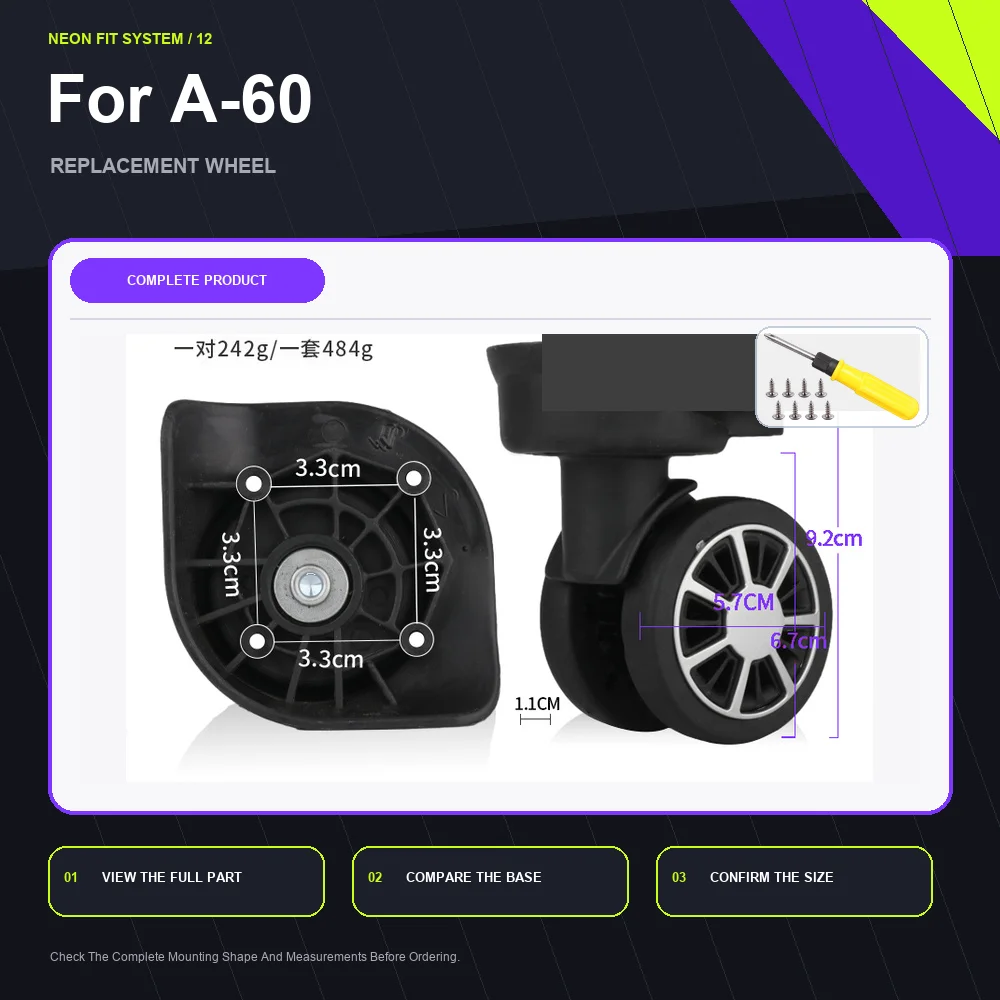 Smooth Rolling Suitcase Caster For Universal Suitcase For Hongri A-60 Reliable Suitcase Caster Accessory