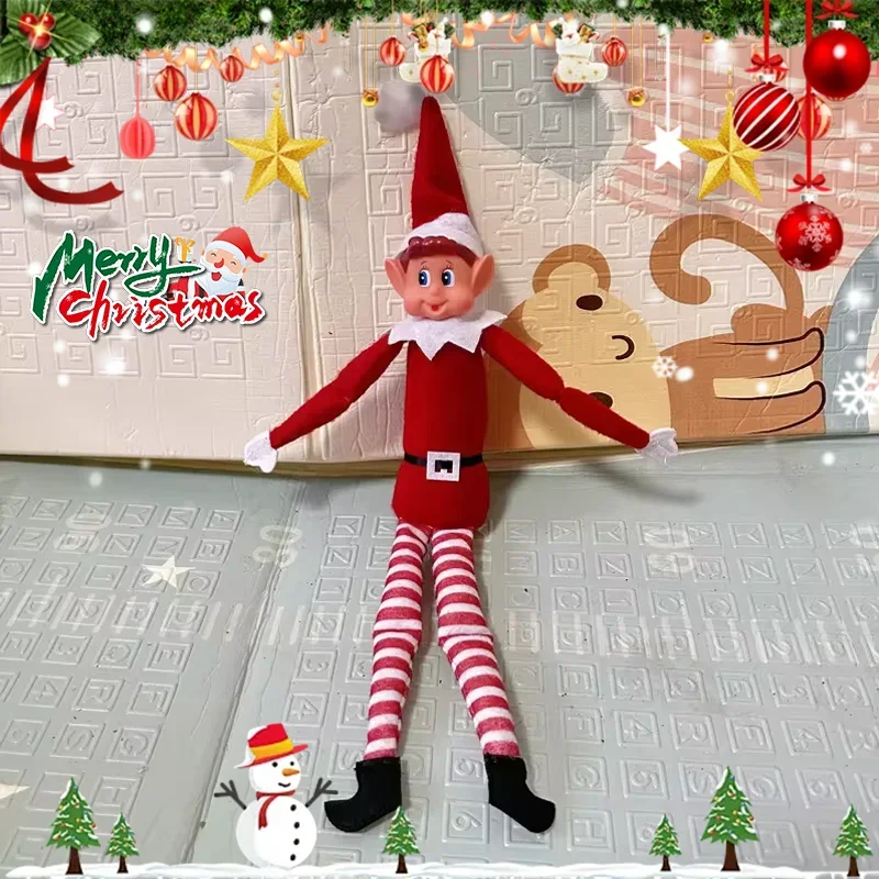 2024 Hot Red Christmas Elf Doll Rainbow Ornament Christmas Decoration Novelty Long Bendy Naughty Boy Christmas Elves Doll