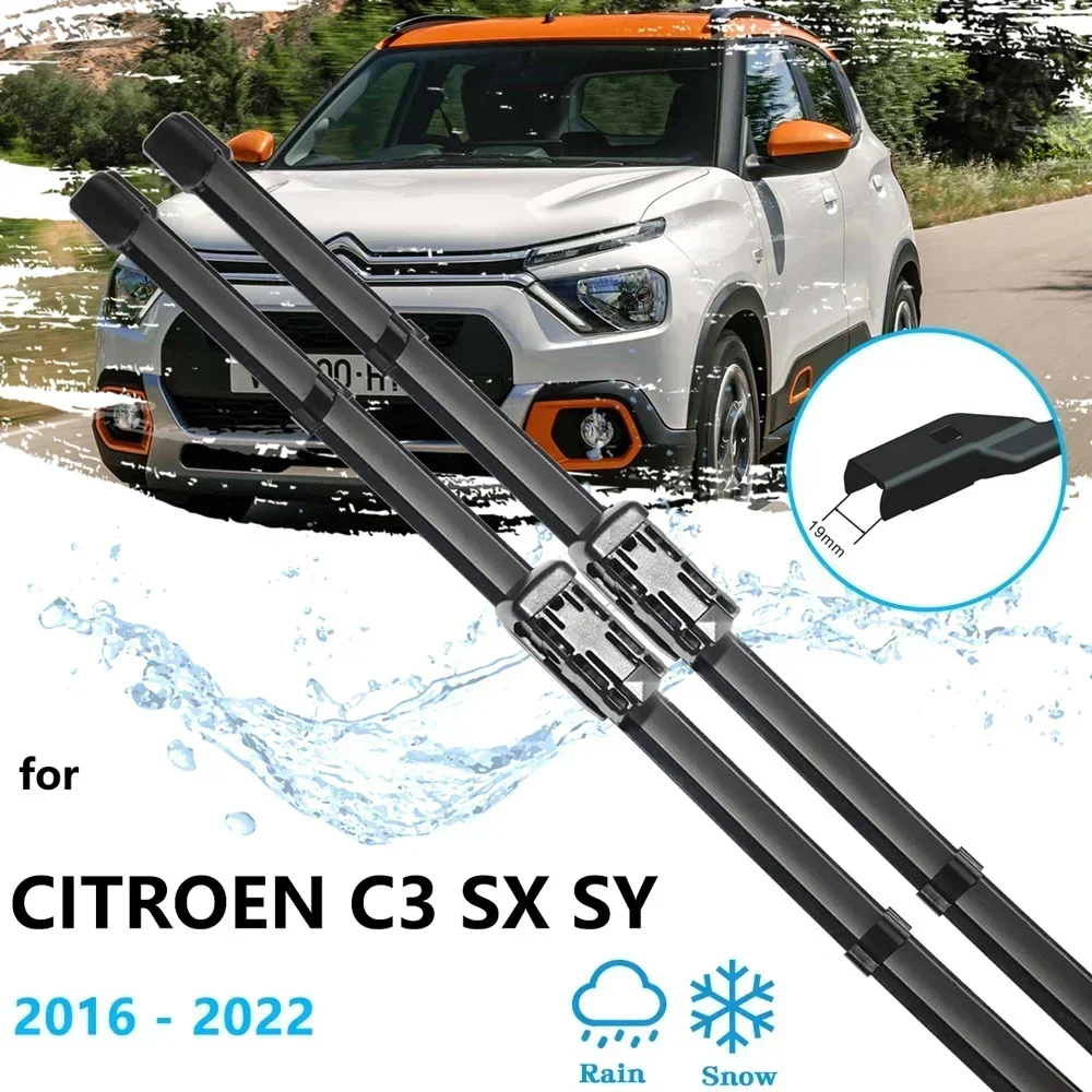 For Citroen C3 Cross SX SY MK3 2016~2022 Front Window Wiper Windshield Windscreen Blades Brushes Cutter Cleaning Car Accessory