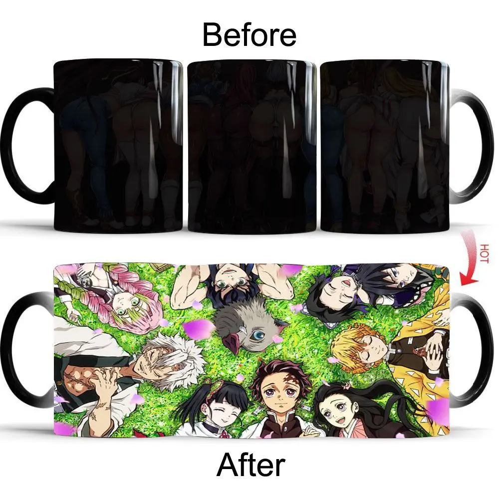 Kimetsu No Yaiba Discoloration Mug Demon Slayer Color Changing Cup Anime Ceramic Coffee Cup Heat Sensitive Milk Tea Mugs Novelty