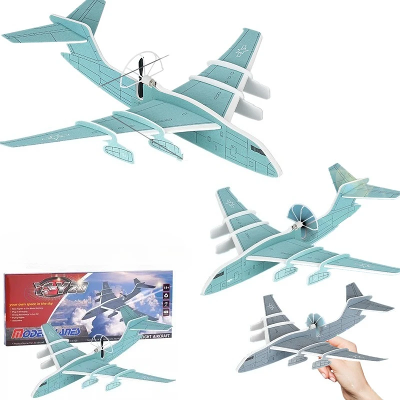 

Electric Foam Glider Airplane Durable DIY Assembly Throw Plane Remote Control Aircraft Model Toy for Kids Outdoor Fun 1pcs