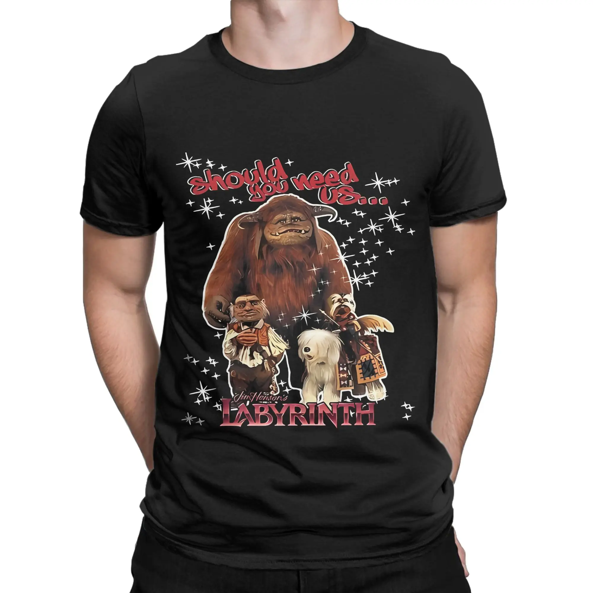 Should You Need Us The Labyrinth Film Idol For Fans Graphic 100% Cotton T-Shirt Labyrinth Tops Tees For Men