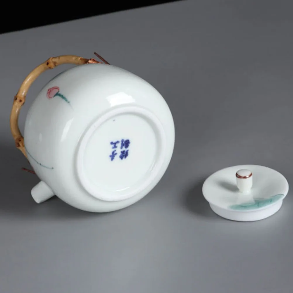 

Ceramic Teapot Bamboo H Painted Simple Elegant Insulated Anti Burn Easy Clean Home Office