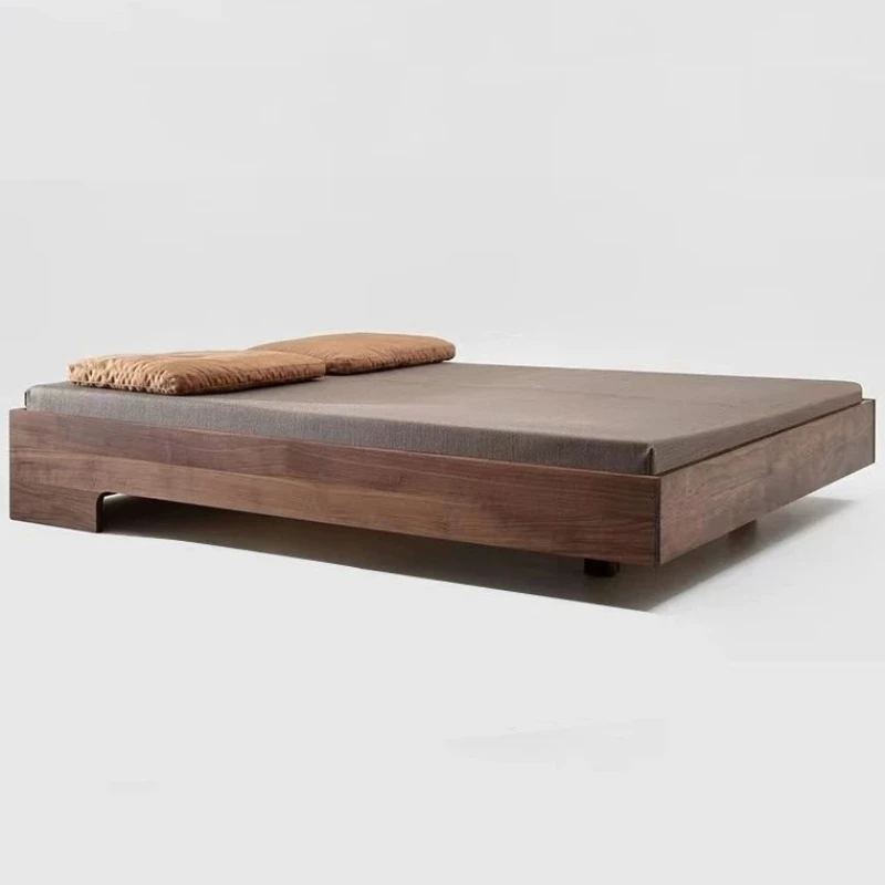 

Nordic bedless bed black walnut 1.5 suspended bed Japanese oak all solid wood