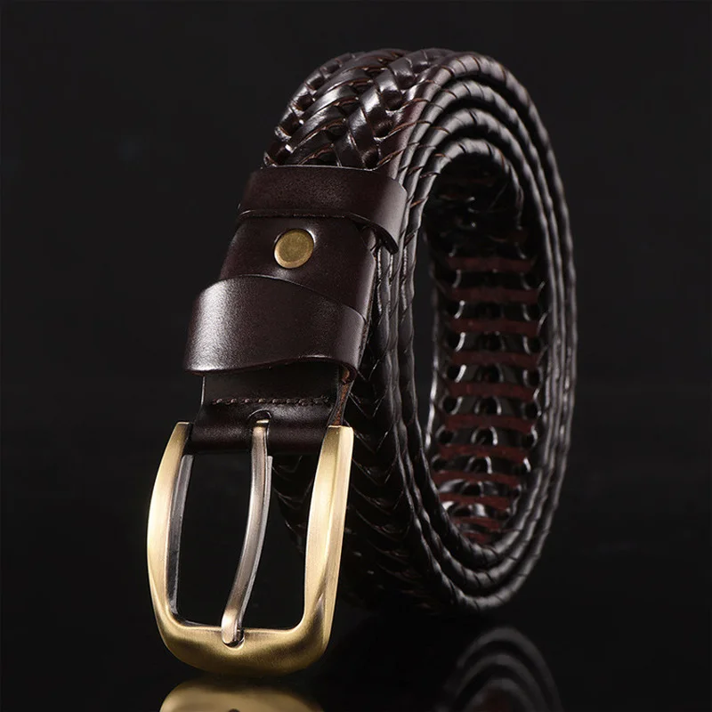 New Braided Belt Unisex Woven Belt Women Luxury Genuine Leather Cow Straps Hand Knitted Designer Men for Jeans Girdle Male Belts