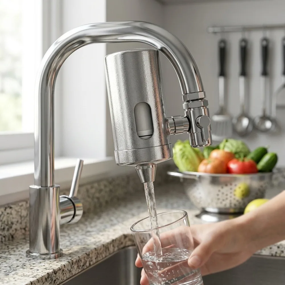Shower Faucet Filter Head - 304 Stainless Steel System 17.8cm Easy Installation Silver Replacement Shower Faucet