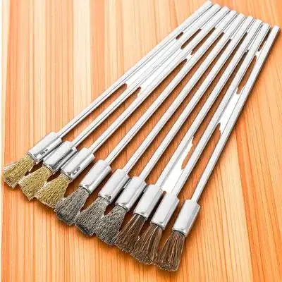 

1 set Electric Wire Brush Set 3x6x100mm Stainless Steel Copper Bristle Pen Type for Cleaning Deburring Metal Tools