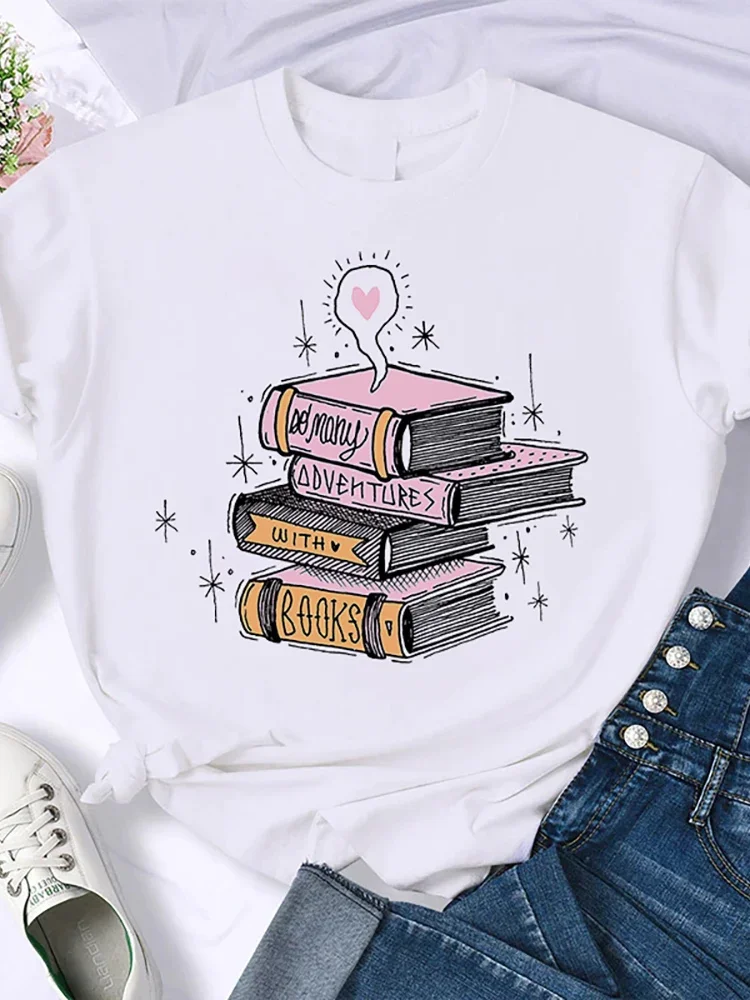 

Женская модная футболка с принтом, кофейные и книжные футболки в стиле Харадзюку, топы, футболка, Женский винтажный летний топ для девушек с коротким рукавом