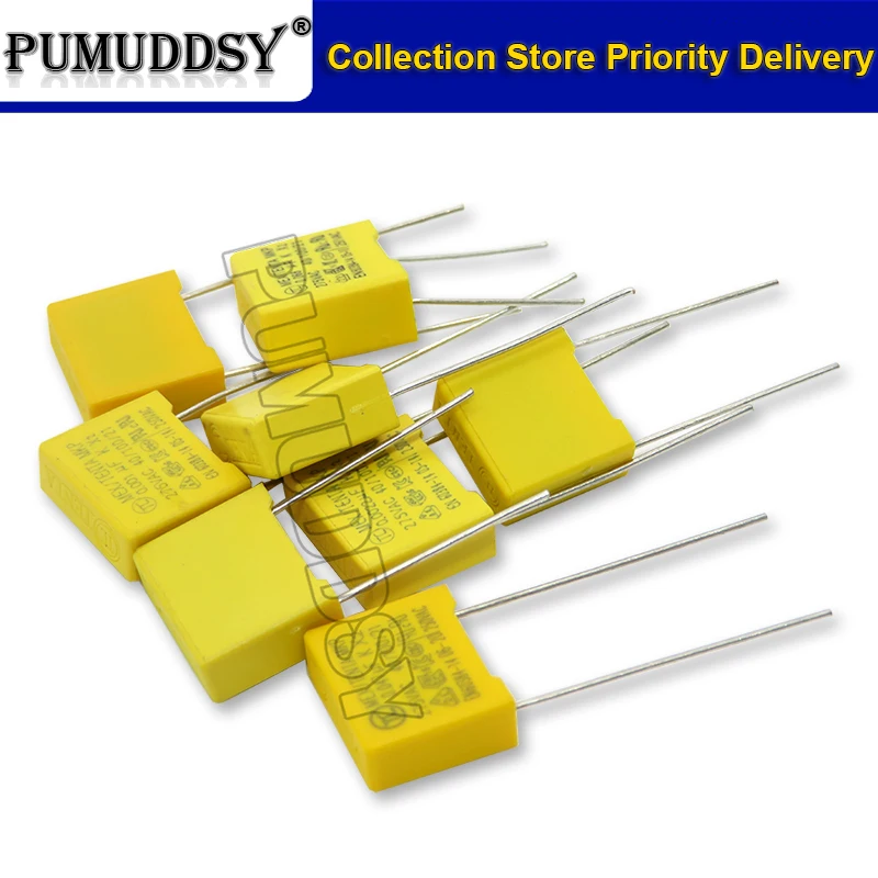 10Pieces 275VAC Capacitor X2 Series 0.01UF ~ 2.2UF Polypropylene Film Capacitor 0.001 0.0022 0.0047 0.01 0.022 0.033 0.047 1 2uF