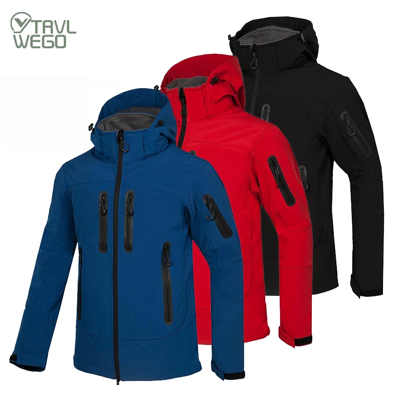 

TRVLWEGO Woman Man Hiking Camping Jacket Hooded Windbreaker Soft Shell Winter Warm Trekking Casual Outdoor Sports Climb Coat