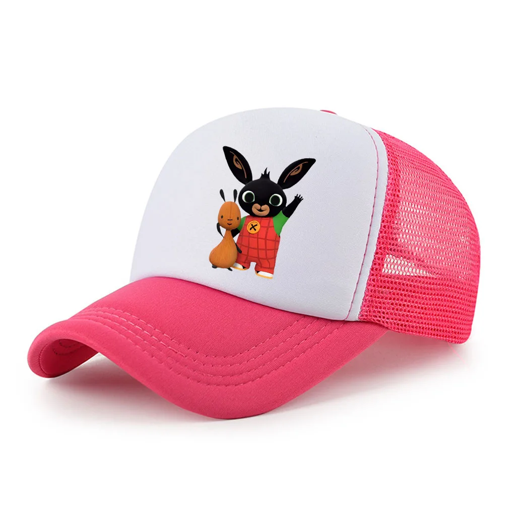 الكرتون بنج أرنب قبعات البيسبول شبكة منحني الصيف Sunhat عادي قابل للتعديل قبعات البيسبول سائق الشاحنة Snapback هدايا عيد ميلاد الاطفال #5