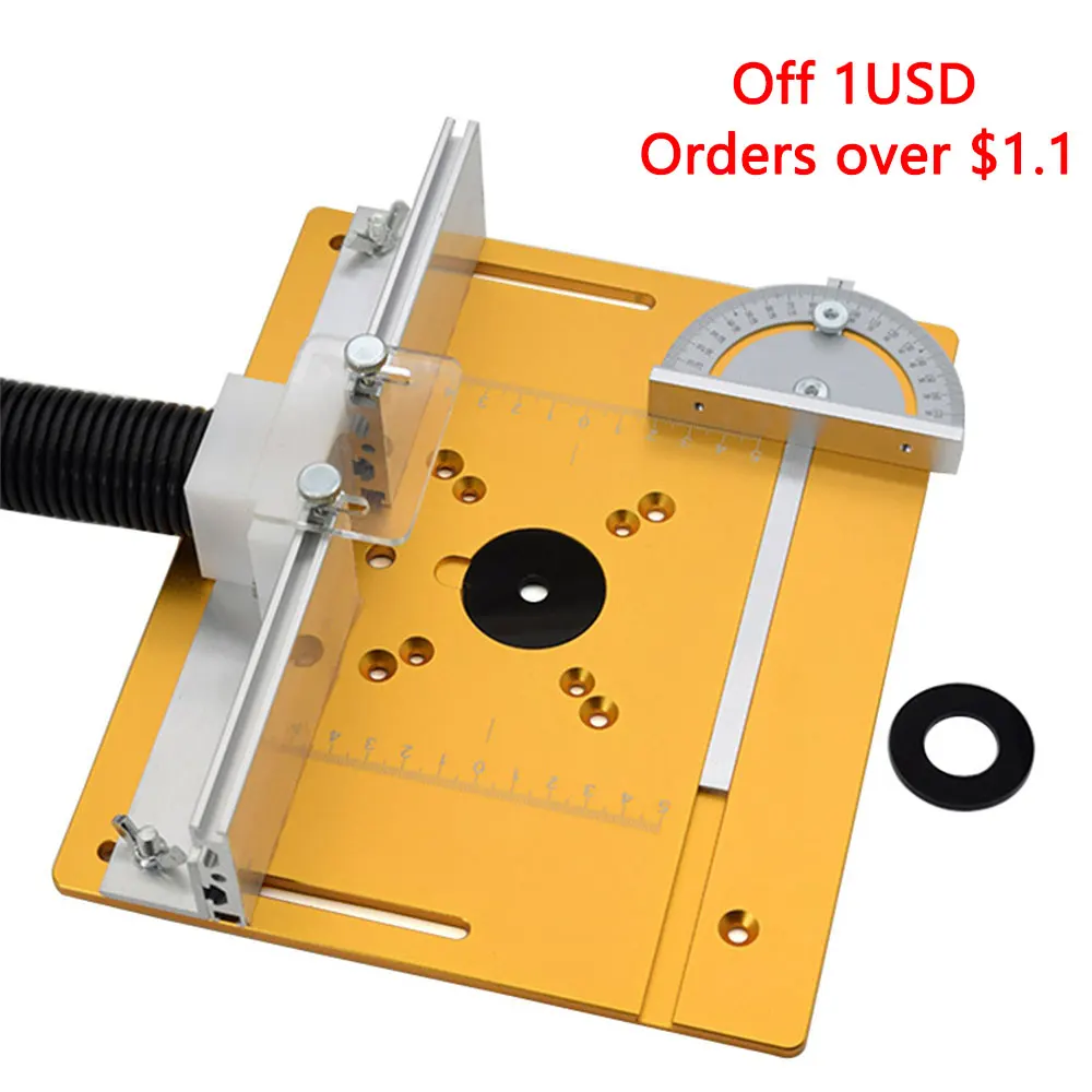 Aluminum Router Table Insert Plate With Miter Gauge For Woodworking Benches Table Saw Multifunctional Trimmer Engraving Machine