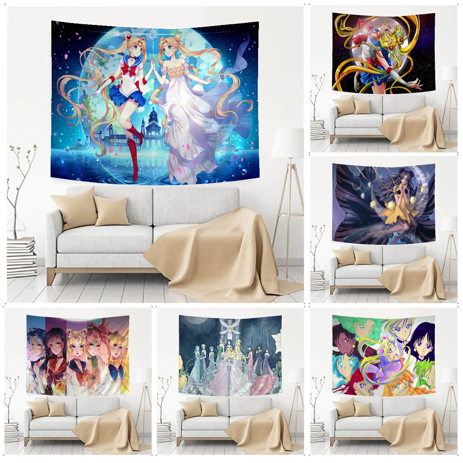 

S-sailor-moonS Tapestry Tapestry Art Printing Indian Buddha Wall Decoration Witchcraft Bohemian Hippie INS Home Decor