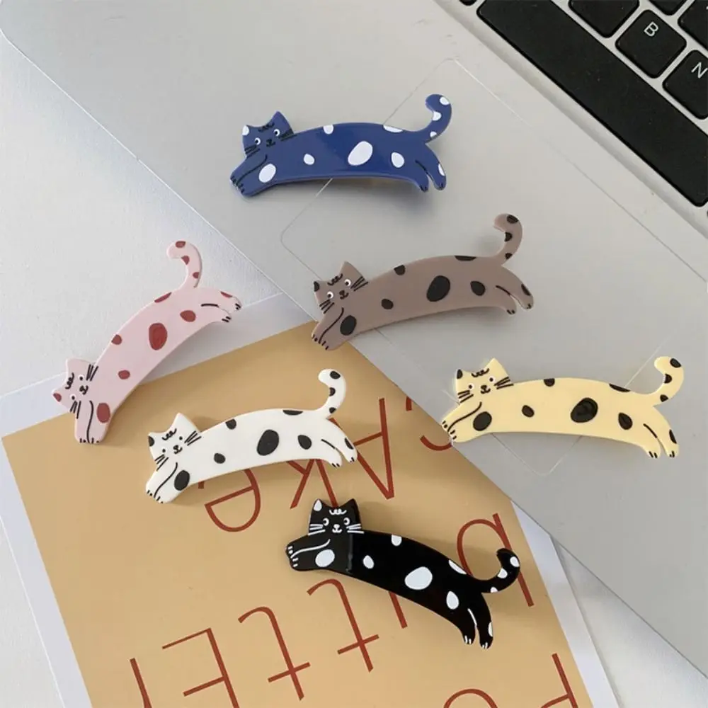 Sweet Cartoon Cat Hair Clip Pet Acrylic Acetic Acid Hair Clip Korean Style Hair Accessories Cat Duckbill Clip Ladies