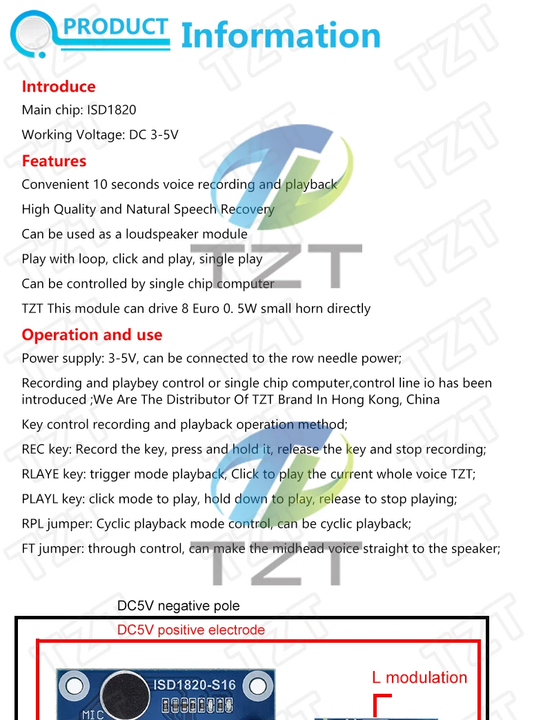 1/3PCS ISD1820 aufnahme modul stimme modul die stimme bord telediphone modul bord mit Mikrofone + Lautsprecher – Detail 1