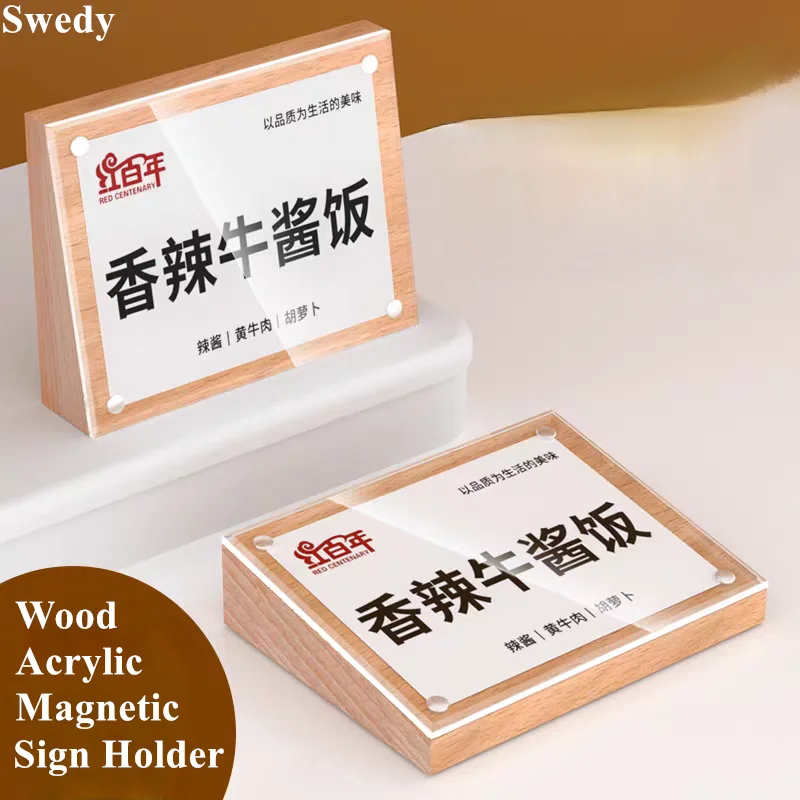 5 Pieces 100x70mm Wooden Baby Photo Picture Poster Frame Menu Price Label Card Holder Magnetic Acrylic Sign Holder Display Stand