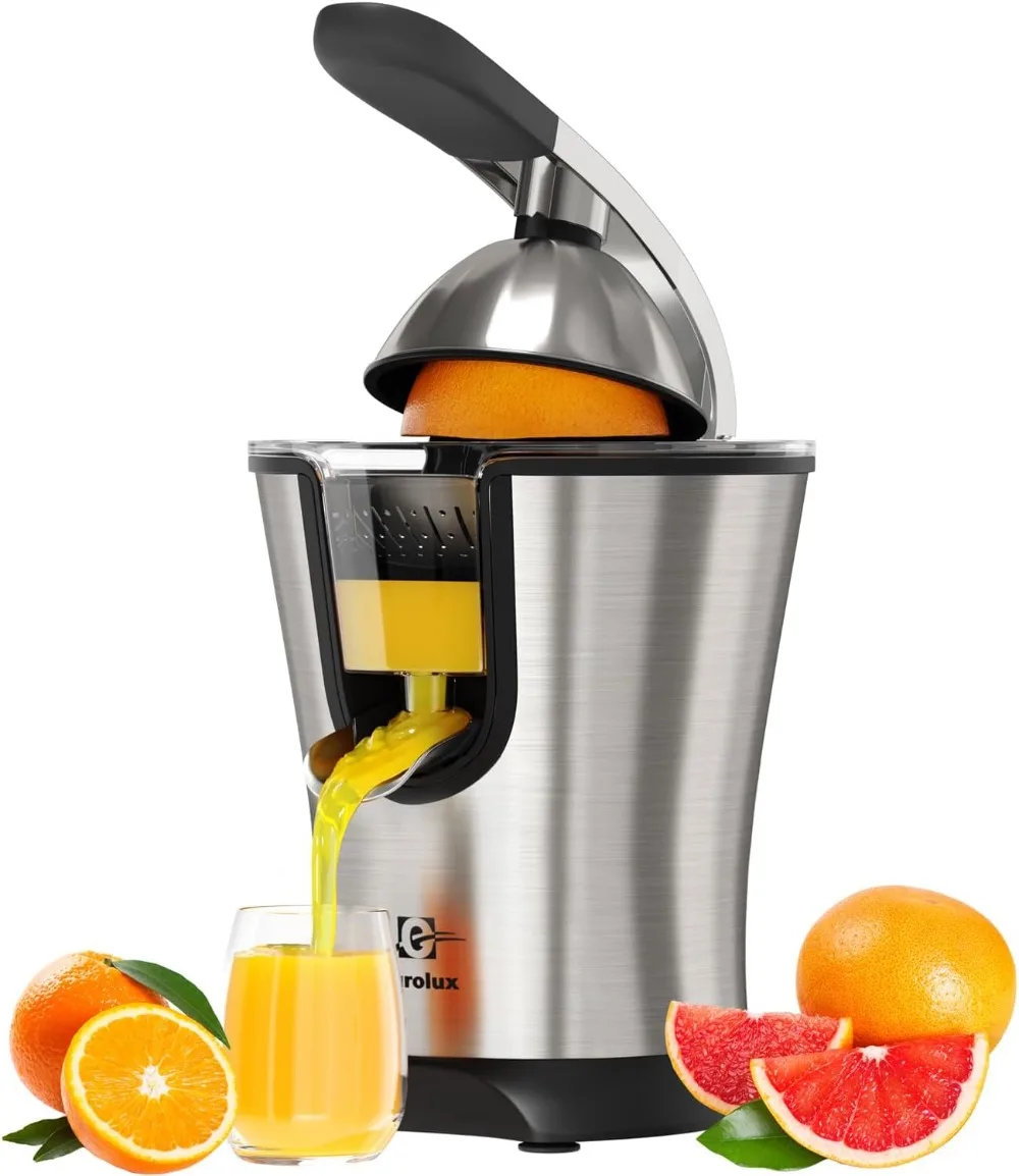 Eurolux Premium Electric Orange Juicer | Stainless Steel Citrus Squeezer With New Ultra-Powerful Motor and Soft Grip Handle