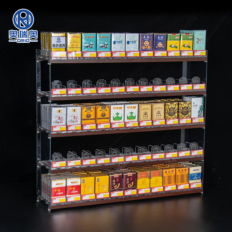 Cigarette Shop Showcase Acrylic Display Stand Racks Automatic Pusher Display Cigarette Cabinet Rack Holder for Supermarket Store