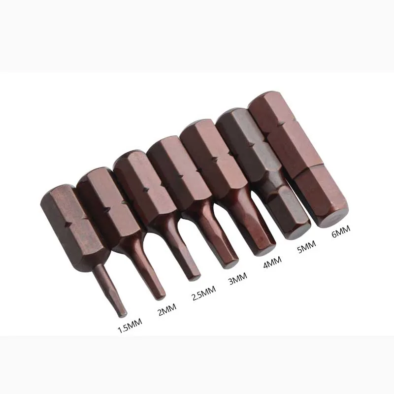 

7pcs 25mm length S2 Alloy Steel 1/4 Inch Hexagon Hex Shank Magnetic Hex Head Screwdriver Bits H1.5-H6