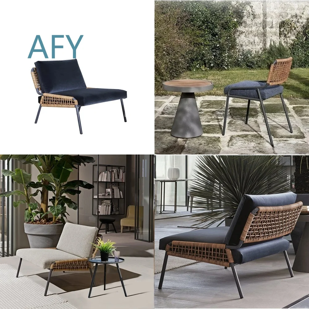Nordic Outdoor Rattan Sofa Set for Living Room Balcony Patio Courtyard Garden Indoor Leisure Villa Decor Coffee Table Chair