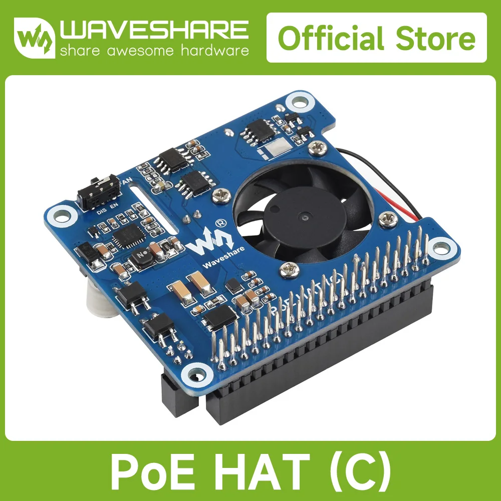 

Waveshare Power Over Ethernet HAT (Type C) POE HAT For Raspberry Pi 3B+/4B, 802.3af/at-compliant, Raspberry Pi 4 POE HAT