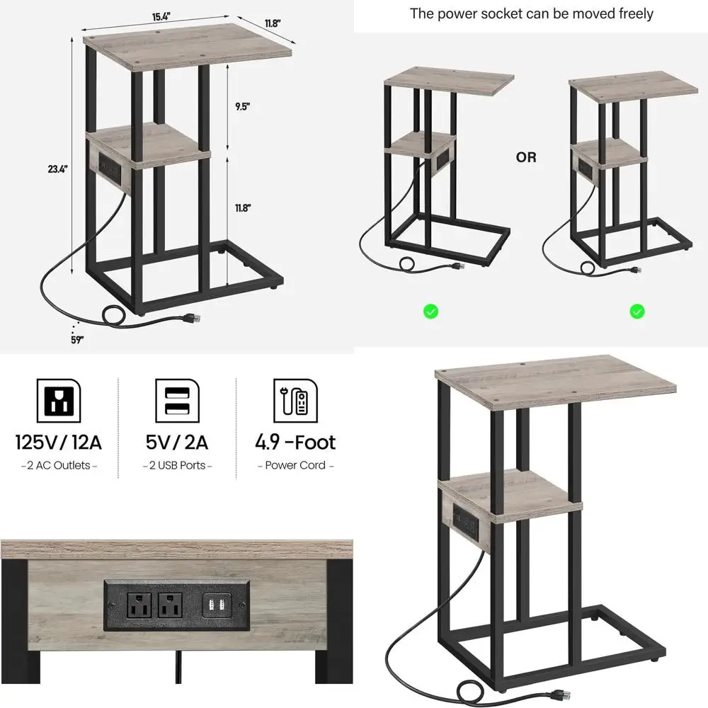 

Compact Charging End Table for Cozy Spaces: Ideal for Living & Bedroom V1TB01BG043
