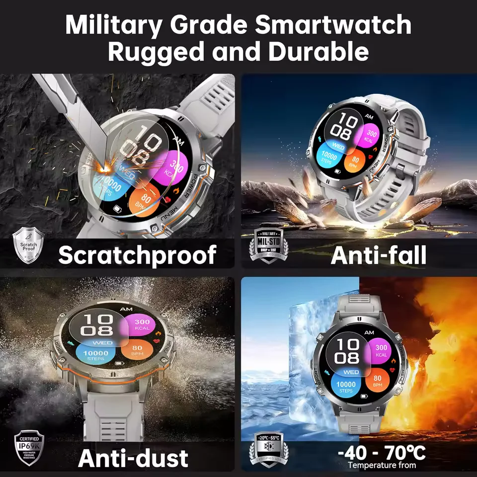 T-Rex 3 Military Grade 1000mAh Battery Smart Watch 10ATM Waterproof GPS Compass Altimeter Call AMOLED Men Swim Sports Smartwatch