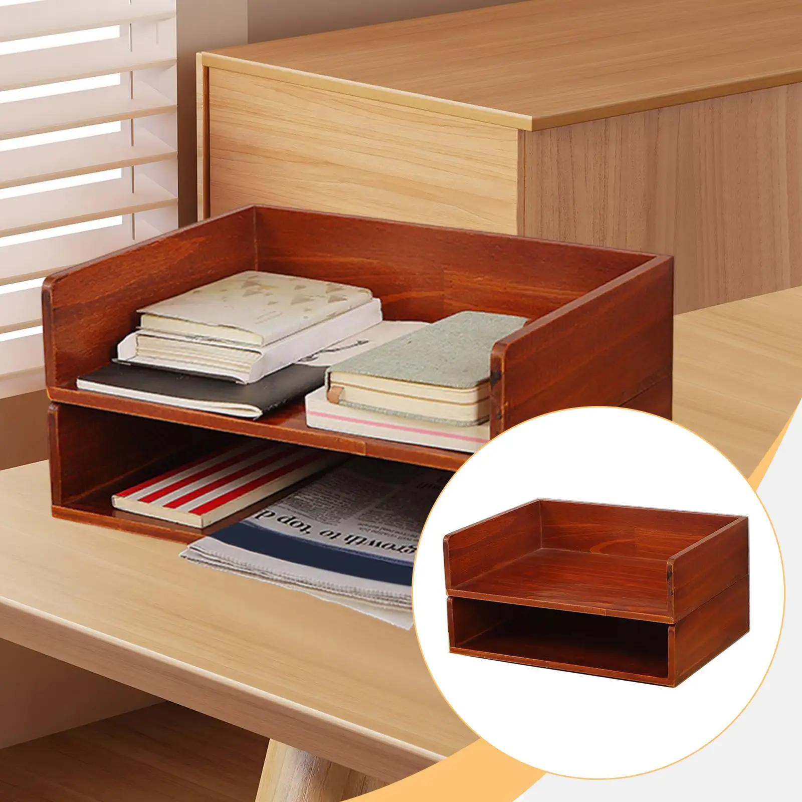 Desk Letter Trays Desk Organizer Wood for Desk Accessories Home Office files