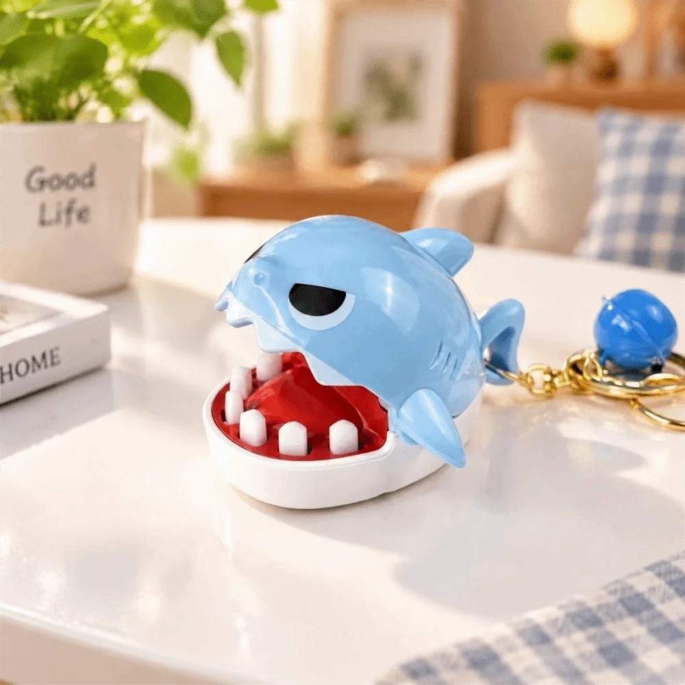 Cartoon Shark Keychain Various Colors Biteable Shark Keyring Creative Small Finger-Biting Keychain Spend Time Together