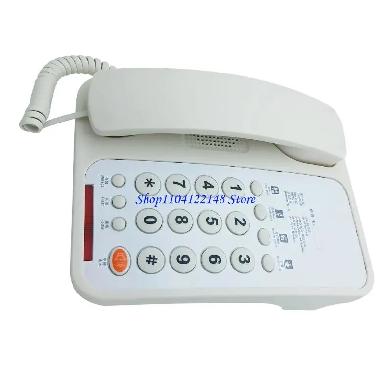 P9FA Corded Landline Phone Big Button Landline Phone Redial Fixed Telephone for Office Home Hotel Bathroom Guest Room